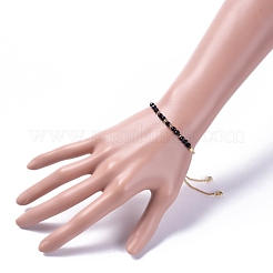 Bracelets coulissants réglables en agate noire teinte naturelle et chauffée&nbsp;BJEW-JB04929-01