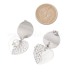 Серьги-гвоздики с подвесками из АБС-пластика с имитацией жемчуга&nbsp;EJEW-JE06903