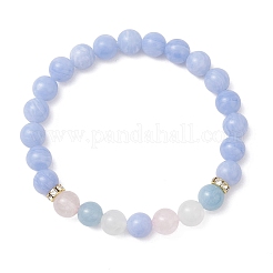 Круглые бусины из натуральных смешанных драгоценных камней и латунные стразы&nbsp;BJEW-JB12707