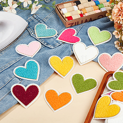 2Sets Herz Handtuch Stoff computergesteuerte Stickerei Stoff zum Aufbügeln/Aufnähen von Patches&nbsp;PATC-GO0001-15