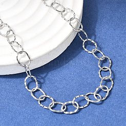 Ожерелье из нержавеющей стали 201 толщиной 6.5 мм с текстурированными овальными звеньями&nbsp;NJEW-K302-16P