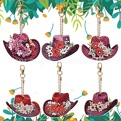 Kit de peinture diamant avec pendentif de décoration de chapeau de fleur&nbsp;PW-WG43605-01