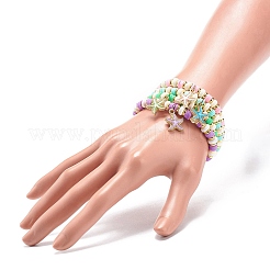 4 pièces 4 couleurs alliage émail étoile de mer extensible bracelets à breloques&nbsp;BJEW-JB08761