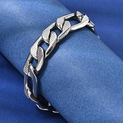 Armbänder aus 201 Edelstahl-Kubagliederketten für Damen und Herren&nbsp;STAS-T077-19B-01P
