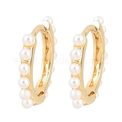 Круглые серьги-кольца из латуни и АБС-пластика с имитацией жемчуга.&nbsp;EJEW-A156-07G