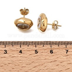 6 paire de boucles d'oreilles puces en acier inoxydable 304 serties de zirconiums cubiques&nbsp;SA-CBADCF0-04GP-04