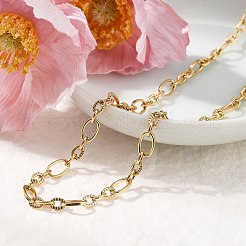 Ожерелья из текстурированной овальной цепочки из нержавеющей стали 304 толщиной 5.5 мм&nbsp;NJEW-T016-12G