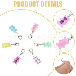 24 шт. 6-х цветная подвеска в виде медведя из смолы&nbsp;HJEW-CA00093