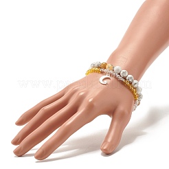 Pulsera de varias vueltas con dije de luna y estrella&nbsp;BJEW-TA00033-04