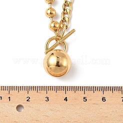 304 нержавеющая сталь круглый кулон шариковая цепочка фигаро цепи ожерелья с пряжками ot&nbsp;NJEW-V010-02G