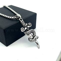 Винтажный кулон в форме змеи и меча из нержавеющей стали 304 в стиле панк для мужчин.&nbsp;WD3410