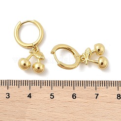 Латунные серьги-кольца с вишней&nbsp;EJEW-M077-19G-02