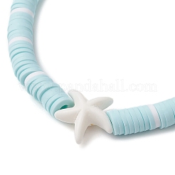 Pulseras elásticas de cuentas heishi de arcilla polimérica redondas y planas hechas a mano&nbsp;BJEW-JB11711-03