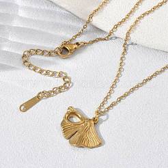 Colliers avec pendentif feuille de ginkgo en acier inoxydable 304&nbsp;SA-CBA5A8D-05G