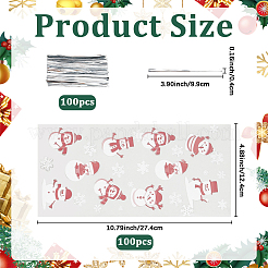 100 шт. Рождественский снеговик с принтом в виде целлофана для упаковки конфет&nbsp;ABAG-GF0001-41B