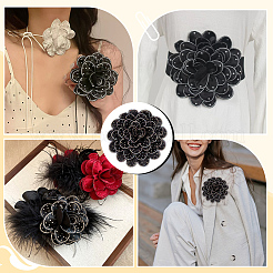 Broches de flores de poliéster&nbsp;JEWB-WH0020-130A