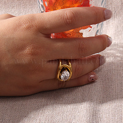 Кольца из нержавеющей стали и кубического циркония&nbsp;FS-WG8A7D9-02