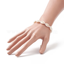 Armband aus geflochtenen Perlen aus Naturmuschel und synthetischem Türkis für Damen&nbsp;BJEW-JB09245-02