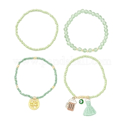 Set di braccialetti con ciondoli in lega di smalto e policotone (cotone poliestere) 4 pz 4 stile malocchio San Valentino&nbsp;BJEW-JB09618-01