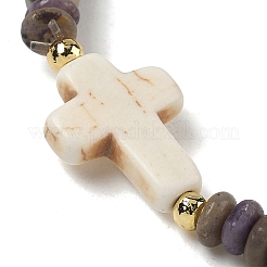 8шт. браслеты с натуральными и синтетическими драгоценными камнями и крестообразными нитями&nbsp;BJEW-JB11390