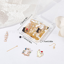 DIY-Set zur Herstellung asymmetrischer Ohrringe mit Katzenmotiv&nbsp;DIY-SC0021-21
