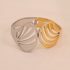 Bracelets à charnière en acier inoxydable 304 avec micro pavé de strass pour femmes&nbsp;FS-WGF6FE8-01