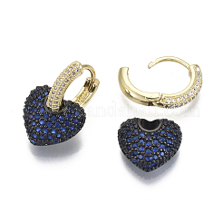 Orecchini a cerchio huggie pendenti con micro pavé di zirconi in ottone&nbsp;KK-R137-017A-NF