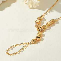 Браслеты-варежки из латуни в форме шестиугольника с цветочным узором для женщин&nbsp;XB1526