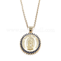 Colliers en laiton avec pendentif avec zircone cubique de micro pave&nbsp;NJEW-H100-01