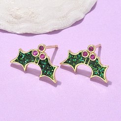 Pendientes de tuerca de circonio cúbico con micro pave de latón&nbsp;EJEW-Q015-08G