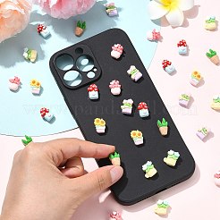 60 шт. 6 стиля кабошонов из непрозрачной смолы в виде горшечных растений&nbsp;CRES-CJ0001-76