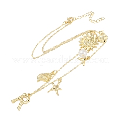 Boho Sommer Strand Stil 18K vergoldet Muschelform Initial Anhänger Halsketten&nbsp;IL8059-18