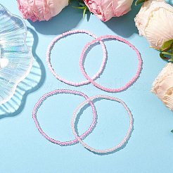 4 шт наборы эластичных браслетов из стеклянного бисера rondelle&nbsp;BJEW-JB10420