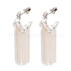 Aretes con borla y cadena de latón en forma de C&nbsp;EJEW-G391-21S