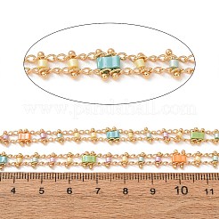 Chaîne en laiton et perles de verre&nbsp;KK-CBA3B44-04G