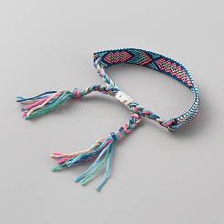 Bracciale in cordoncino di poliestere intrecciato&nbsp;BJEW-WH0018-52L