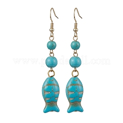 Orecchini pendenti con turchese sintetico serie ocean&nbsp;EJEW-JE05849