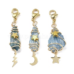 Подвесные украшения из гальванизированного натурального кварцевого кристалла в виде проволоки&nbsp;HJEW-JM03127-04