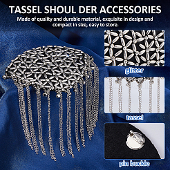 2 шт. съемные железные эполеты с кисточками&nbsp;AJEW-FH0006-25P