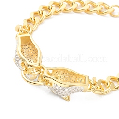 Bracelets à maillons en laiton avec zircone cubique de micro pave&nbsp;BJEW-L676-01G