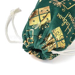 Bolsas de almacenamiento de terciopelo navideño con estampado dorado&nbsp;ABAG-Q053-01B-01E