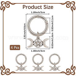 4 pieza de dijes para zapatos de aleación con forma de luna y pentagrama de triple diosa&nbsp;HJEW-CP00023