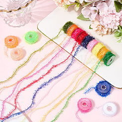 15 рулон 15-х цветного бархатного мишурного шенилла с кристаллами и блестками&nbsp;AJEW-SP0004-12