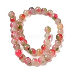 Naturels teints en blanc perles de jade brins&nbsp;G-M402-C04-13