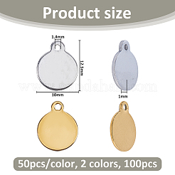 100 breloque en acier inoxydable 2 couleurs&nbsp;STAS-FH0002-52