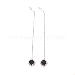 Lunga catena con orecchini pendenti a rombo smaltato&nbsp;EJEW-A067-03P