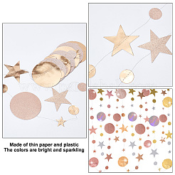3 Stück Papiergirlande mit Glitzerkreisen und Sternen in 3 Stilen&nbsp;HJEW-PH0001-50