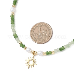 Комплекты браслетов и ожерелий из натурального окрашенного малайзийского нефрита и натурального культивированного пресноводного жемчуга&nbsp;SJEW-JS01373-02