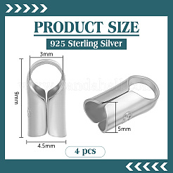 4 estremità del cordone in argento sterling a colonna&nbsp;STER-BC0004-47P