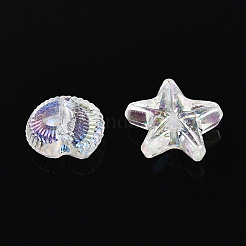 Прозрачные акриловые бусины с цветным покрытием в стиле океана&nbsp;TACR-T028-69D